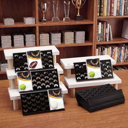 Yalikop 24 Pcs Trading Card Risers for Display Case Acrylic Modular Display Risers for Cardshow Vendor Sport Card Board Game(Semicircle) - style: Semicircle