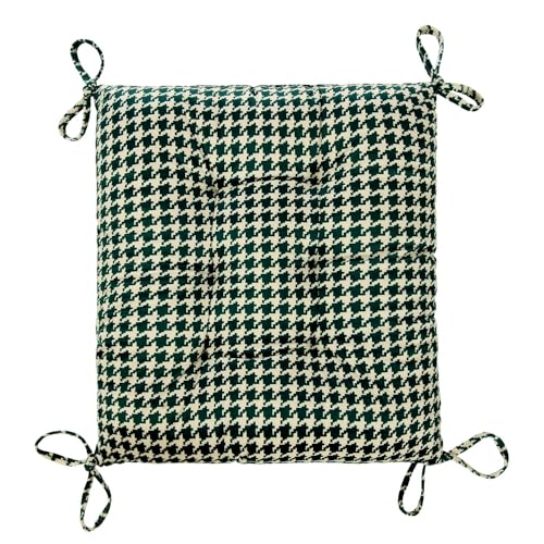Outdoor Patio Cushion, Rocking Chair Cushion, Tufted Pads, Set of Upper and Lower with Ties Pack of 2 (2 Sets) - Back 20"×17", Seat 17"×17" (Green Houndstooth) - color: Green Houndstooth