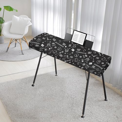 88Keys Piano Keyboard Dust Cover - Dirt Proof Stretchy Digital Piano Cover with Music Stand Opening(Music Symbols) - color: Music Symbols, size: 88 Keys