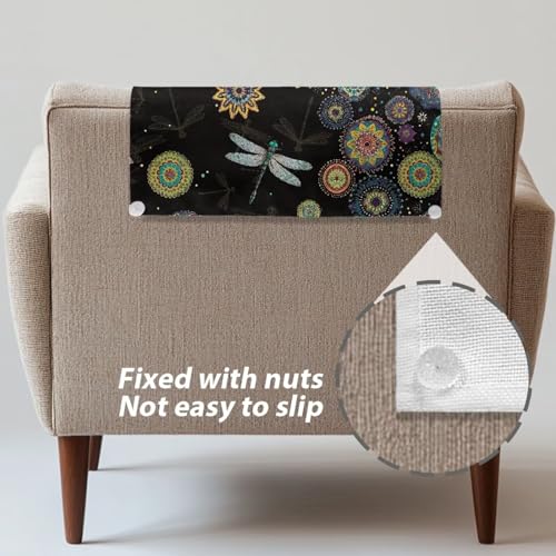 Boho Mandala Dragonfly Print Recliner Headrest Protectors, Anti-Wear Sofa Headrest Protective Cover for Furniture Slipcovers Headrest Cover for Sofa Furniture Chair Theater Seat - color: Boho Mandala Dragonfly