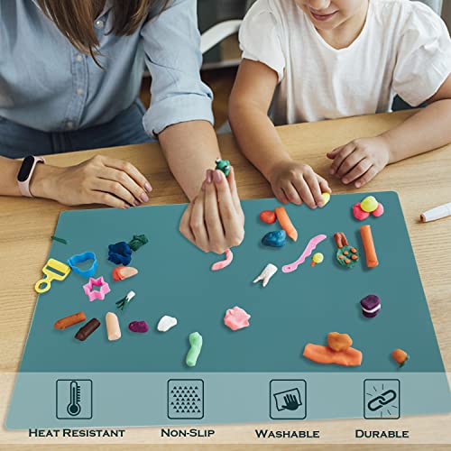 Extra Large Dark Green Countertop Mat - Silicone Table Kitchen Desk Mat - Non-Slip & Heat Resistant - Dinner Placemat Pastry Dough Rolling Mat - color: 01-dark Green, size: 23.6"L x 15.7"W