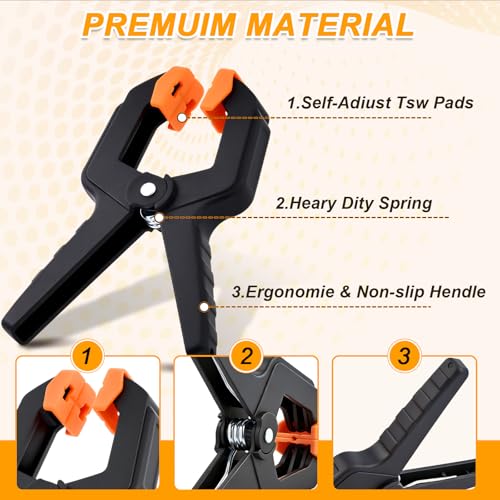 10 Pack Spring Clamps, Heavy Duty Plastic Woodworking Clamps & Multi-Use Hanging Clips for Balloon Arch Clips, Tarp Clips & Backdrop Holder, Durable Hand Tool Kit - color: Yellow-10pcs