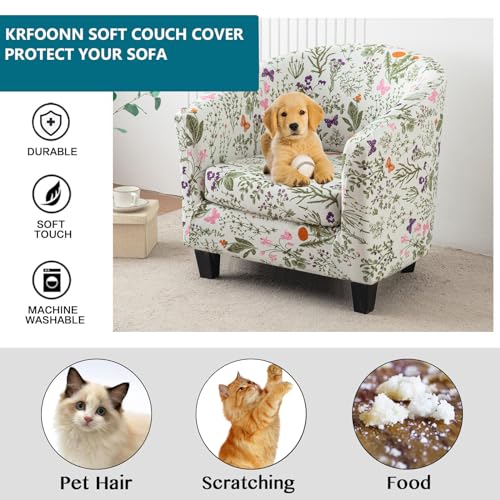 KRFOONN Club Chair Slipcover 2 Piece Stretch Printed Round Barrel Chair Covers Removable Tub Chair Slipcover with Elastic Bottom Chair Coverings Furniture Protector Cover for Living Room, B14 - color: Colorb14