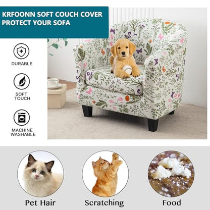 KRFOONN Club Chair Slipcover 2 Piece Stretch Printed Round Barrel Chair Covers Removable Tub Chair Slipcover with Elastic Bottom Chair Coverings Furniture Protector Cover for Living Room, B14 - color: Colorb14