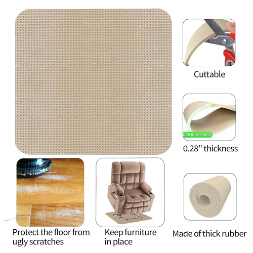 Recliner Pads for Hardwood Floors,Non Slip Recliner Grippers,Under Recliner Floor Protectors,Furniture Pads to Prevent Sliding,Non Slip Furniture Rail Pad for Recliners,Swivel Chairs,Camel - size: 1PCS-Square-Camel-30"x30"