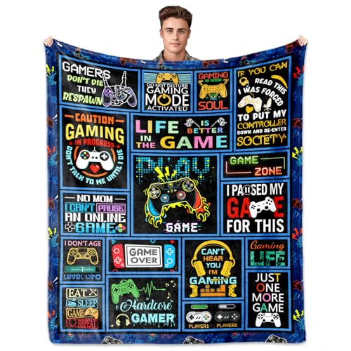 Gamer Gifts, Gifts for Gamers, Gaming Blanket 60"x50", Gamer Gift for Men Man Boys Teen Boyfriend Husband, Video Gamers Gift Ideas for Birthday Fathers Day Christmas Valentines Day Anniversary