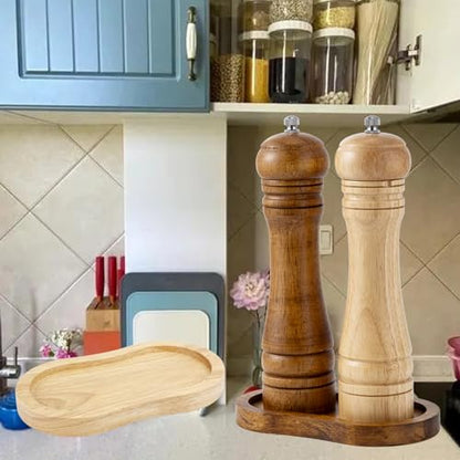 Salt and Pepper Wooden Mill Rest, Wood colours Pepper Grinder Tray, Work Surface and Dining Table Protector (Pepper mill not included) - color: H Wood Colours Mill Tray