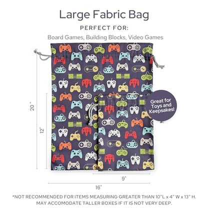 Gather & Knot Drawstring Gift Bags | 20" Large 12" Small | Premium Canvas | Reusable Fabric Wrap for Boys Birthdays, Baby Shower | Gamer - color: Gamer