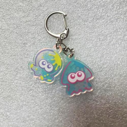 Game Squid Acrylic Keychain Set Anime Figure Pendant Keyrings Novelty Party Gift for Fans Boys Girls Women - color: Purple Squid Keyring