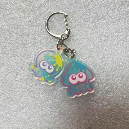 Game Squid Acrylic Keychain Set Anime Figure Pendant Keyrings Novelty Party Gift for Fans Boys Girls Women - color: Purple Squid Keyring