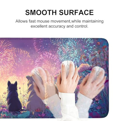 Mouse Pad, Large Anti-Slip with Stitched Edges Desk Mat Desktop Laptop Computer Desk Keyboard Mat,Table Protector Blotter Mat (Dog, 31.5" x 11.8")