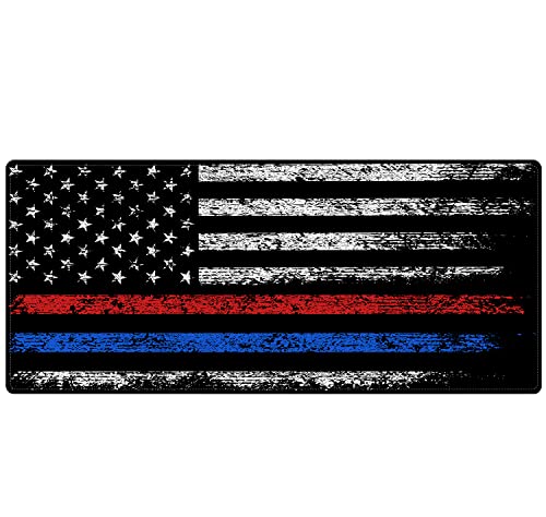 Extended Large Gaming Mouse Pad Red Blue American Flag XXL Size Keyboard Mouse Mat Desk Pad with Non Slip Rubber Base Stitched Edges Office Decor for Women Girls Men,35.4 x 15.7inch - color: Red Blue American Flag