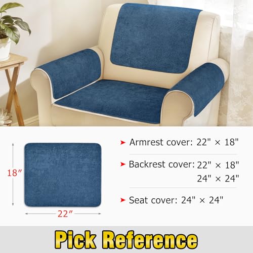 Couch Arm Covers, Sofa Arm Covers, Waterproof Armrest Cover for Sofa, Loveseat, Armchair, Anti-Slip Recliner Arm Cover, Headrest Cover, Arm Chair Covers Set of 2 (Navy Blue, 22"×18") - color: Navy Blue, size: 22" x 18" - 2 pcs