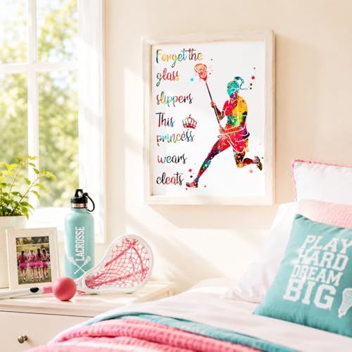 Inspirational Watercolor Lacrosse Girl Athlete with Empowering Quote Art Print for Girl's Bedroom Empowerment, Locker Team Spirit, Young Laxer Surprises, Aspiring Midfielder Tokens, Team Captain Honors, Coach Appreciation, Birthday Gifts - 8x10 Unframed P