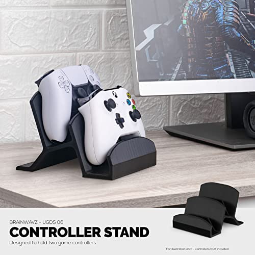 BRAINWAVZ Dual Game Controller Holder Desktop Stand - for PS5, Xbox Series X, One, PS4, Switch, PC, Gamepads & More UGDS06, Black - color: UGDS-06 Black