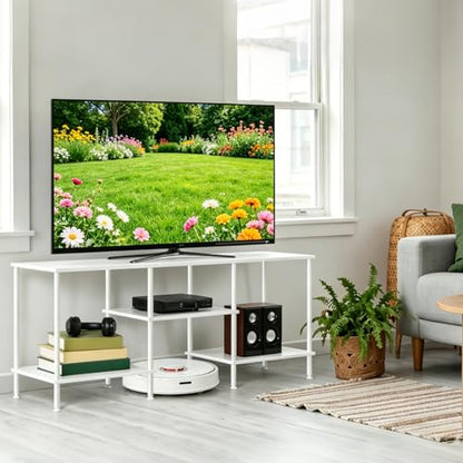 50 Inch TV Stand for Living Room White Entertainment Center with Open Storage Shelves Small TV Console Table Bedroom TV Media Cabinet for 50 43 40 32 Inches TV - color: White