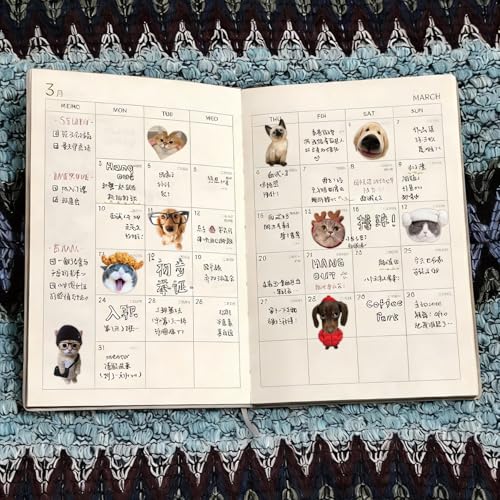 Cat Sticker Book - 1000+ Stickers, 34 Sheets of Cat & Dog Aesthetic Stickers for Scrapbooking, Journaling, Kawaii Planner | Cat Sticker Book with Meme Stickers,Glossy, Matte & Textured Finishes - color: Blue Cat and Dog