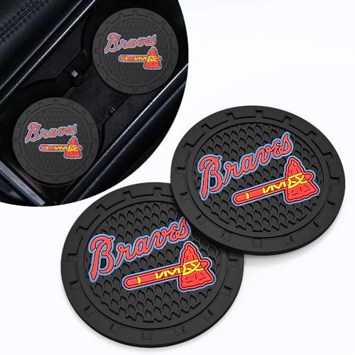 Car Cup Holder Coasters for Atlanta Braves Baseball Fans, Braves Car Coasters for Cup Holder Insert Silicone Non-Slip - color: 11br12av