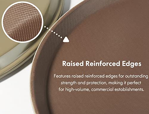 CURTA 2-Pack Restaurant Grade Non-Slip Tray, NSF, 16 Inch x 12 Inch, Plastic Rubber Lined Anti-Skid Rectangular Serving Tray, Brown - color: Brown-rectangular, size: 12 Inch x 16 Inch