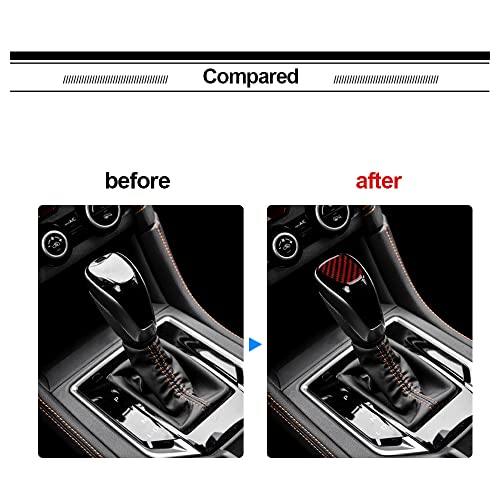 AIRSPEED Car Gear Shift Knob Head Cover Sticker Carbon Fiber Interior Trim for Subaru Impreza 2017-2023 Crosstrek 2018-2023 Accessories (Black with Red) - color: Knob Head Cover-Black with Red