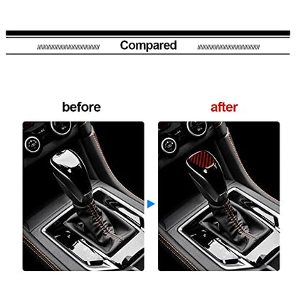 AIRSPEED Car Gear Shift Knob Head Cover Sticker Carbon Fiber Interior Trim for Subaru Impreza 2017-2023 Crosstrek 2018-2023 Accessories (Black with Red) - color: Knob Head Cover-Black with Red