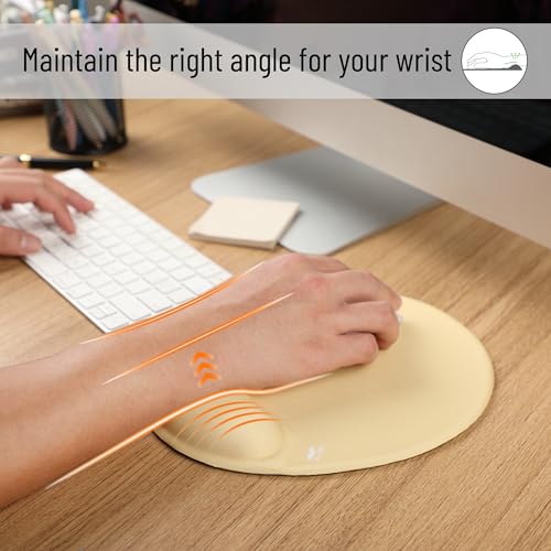 Mr. Pen- Ergonomic Mouse Pad with Wrist Rest | Yellow Breathable Fabric with Memory Foam Cushion, Non-Slip Rubber Base, Gel Mouse Pad with Wrist Support - color: Yellow