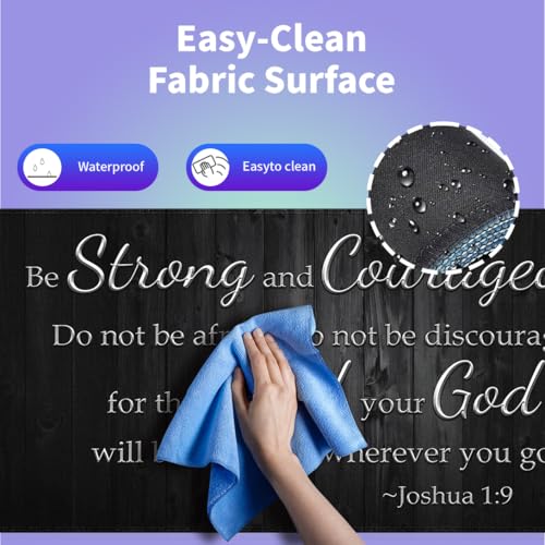 Motivational Large Gaming Mouse Pad (31.5" x 15.8")- Inspirational Bible Verse Scripture Quote Joshua 1:9 Be Strong and Courageous Rustic Black Wood, Stitched Anti-Slip Desk Mat - color: Christian Bible Verse Scriptures