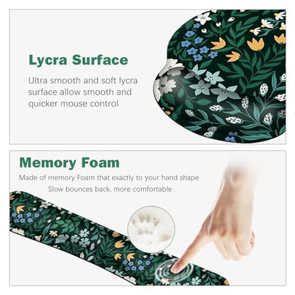ARTSO XXL Large Gaming Mouse Pad with Wrist Rest, Ergonomic Mouse Pad, Keyboard Wrist Rest, Home Office Desk Accessories, Green Flower Plants - color: Green Flower Plants