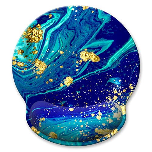 Ergonomic Mouse Pad with Wrist Support, Marble Style Memory Foam Wrist Rest Mouse Pads, Cute Computer Laptop Office Accessories Decor, Pain Relief Mousepad for Gaming Work Men Women, Green - color: Ocean Marble