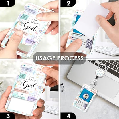 Christian Lanyards ID Badge, I am a Child of God ID Badge Holder with Retractable Reel Clip and Keychain, Heavy Duty Religious Identity Badge Cover Case Protector for Teacher Nurse - color: Christian-green