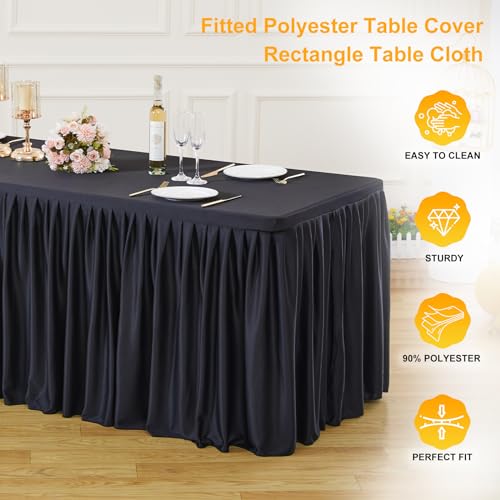 Wish Care 2 Pack Black Rectangle Table Clothes for 4 Foot Tables, Polyester Fitted Tablecloths 4ft Stretch Table Cover for Wedding, Birthday, Parties, Trade Show, Craft Show - color: Black, size: 48" x 24" (4 Ft - 2 Pcs)