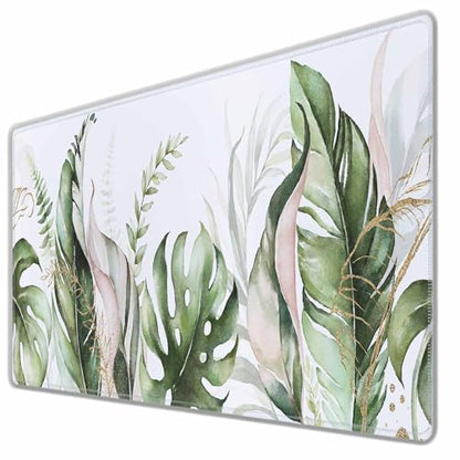 Tropical Leaf Palm Mouse Pad Botanicals Monstera Summer Keyboard Mat Large Gaming Mousepad for Desk,Office,Bed 35.4"X15.7" - color: Tropical Leaf Palm