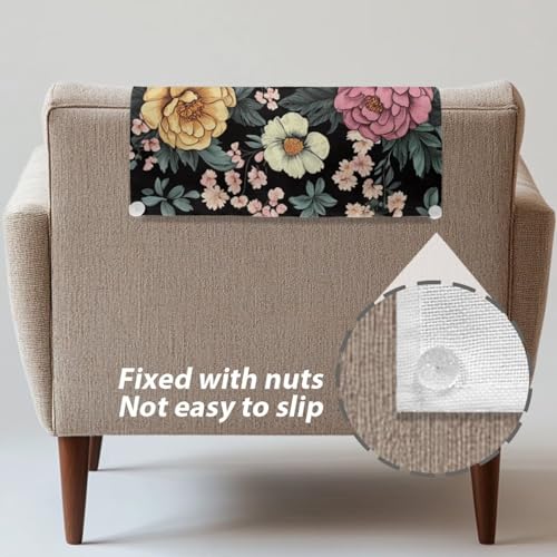 Recliner Headrest Protector Rose Non Slip Sofa Headrest Cover Wrinkle Resistant Recliner Backrest Cover Furniture Protector for Recliner Sofa Couch 2 Pcs - color: Rose