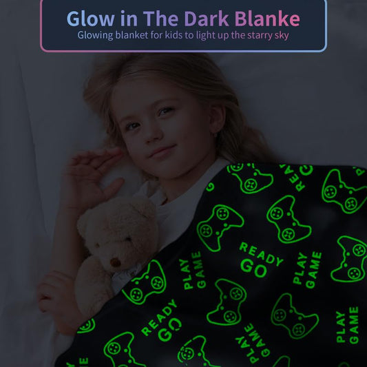 COMFAR Glow in The Dark Gamer Blanket, Gaming Blanket for Boys/Men 40"x 50" - Cool Gamer Gifts for Men, Women, Teen Boys/Girls - color: Game, size: 40"x 50"