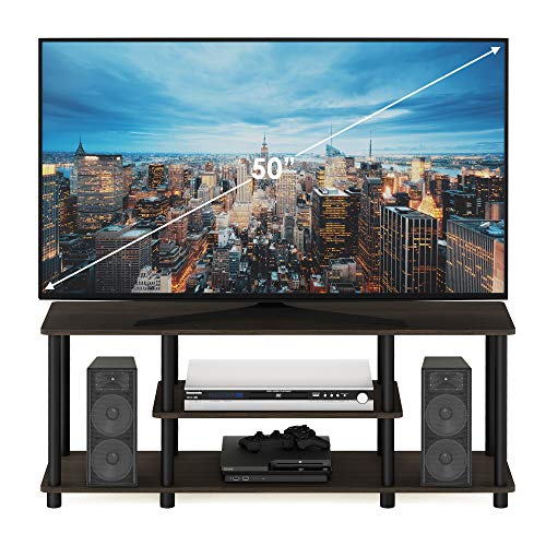 Furinno Turn-N-Tube No Tools 3D 3-Tier Entertainment TV Stand up to 50 inch TV, Round Tubes, Dark Brown / Black - color: Dark Brown/Black, size: 50 inch