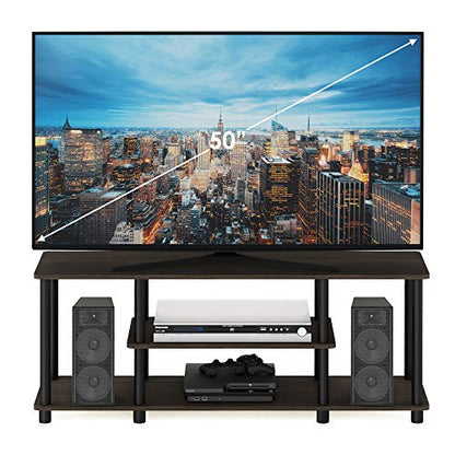 Furinno Turn-N-Tube No Tools 3D 3-Tier Entertainment TV Stand up to 50 inch TV, Round Tubes, Dark Brown / Black - color: Dark Brown/Black, size: 50 inch