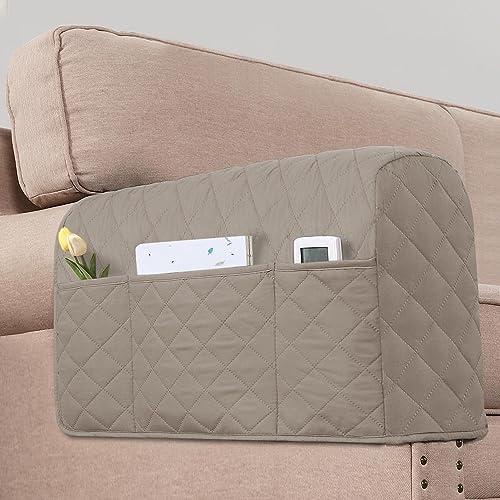 H.VERSAILTEX Couch Arm Covers Water Resistant Armrest Covers for Sofa Remote Control Holder Sofa Armrest Organizer for Magazine, Tablet, Phone, iPad(Set of 2, Khaki/Beige) - color: Single Diamond-khaki/Beige
