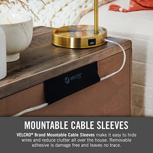VELCRO Brand Mountable Cable Sleeve | 3-Ft Customizable Cable Raceway with Removable Adhesive | Cut to Length for Custom Size Wire Management | Cord Hider Mounts on Walls, Desk | Black, VEL-30799-USA - size: 36in - Cut to Length