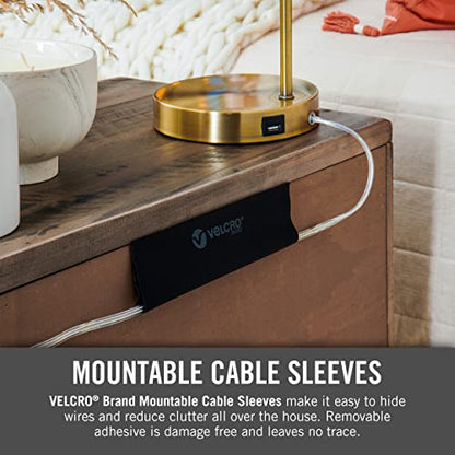 VELCRO Brand Mountable Cable Sleeve | 3-Ft Customizable Cable Raceway with Removable Adhesive | Cut to Length for Custom Size Wire Management | Cord Hider Mounts on Walls, Desk | Black, VEL-30799-USA - size: 36in - Cut to Length