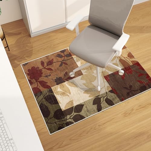 Office Chair Mat for Hardwood Floor, 48"x36" Easy Glide Computer Desk Mat Protector for Rolling Chair Under Desk Rug Nonslip Backing, Machine Wash (Modern) - color: Red Leaf, size: 36"x48"