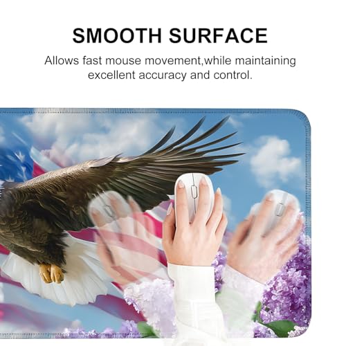 Mouse Pad, Large Anti-Slip with Stitched Edges Desk Mat Desktop Laptop Computer Desk Keyboard Mat,Table Protector Blotter Mat (Flowers and Eagles, 31.5" x 11.8") - color: Flowers and Eagles, size: 31.5" x 11.8"