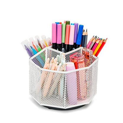 Exerz Desk Organiser/Mesh Desk Tidy Candy/Pen Holder/Multifunctional Organiser 360 Rotating - color: White