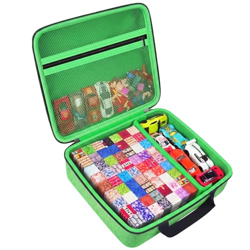 COMECASE Magnetic Block Storage Case Compatible with Goody King/for Magneverse/for LADFAR/for Intoypad, Fits 300+ 0.8in Cubes, Hard Carrying Bag with Divider for Kids STEM Building Blocks (Bag Only) - color: Green