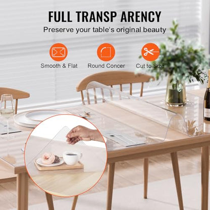 VEVOR Plastic Table Cover, 14 x 24 Inch 1.5 mm Rectangle Thick Clear PVC Desk Mat Protector,Waterproof & Easy Cleaning Desk Pad Tablecloth, for Office, Dresser, Dining Room, Night Stand - size: 24" x 14" (Rectangular)