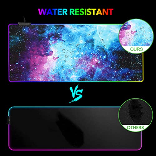 AIMSA RGB Gaming Mouse Pad Extended, Large Led Mousepads Non-Slip Rubber Base with 14 Lighting Modes, Computer Keyboard Mat Soft Desk pad Waterproof 35.4 x 15.8 inches, Galaxy Nebula Universe - color: Galaxy Nebula Universe