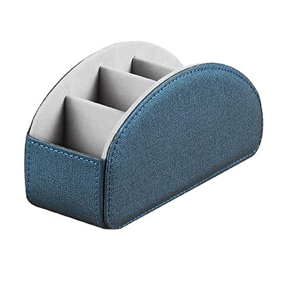 Leather Remote Control Holder,TV Remote Caddy with 5 Compartments,Desktop Organizer,for Store TV,DVD,Blu-Ray,Media Player,Heater Controllers(Blue) - color: Blue