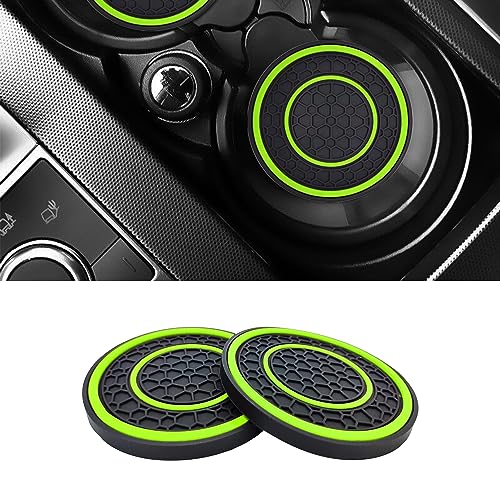 2 PCS Car Cup Holder Coaster,Car Coasters Cup Mats,2.75 Inch Universal Car Cup Coasters,Non-Slip Anti Dust Mats Cup Holder Insert Coaster, Suitable for Most Car Interior (Green) - color: Green