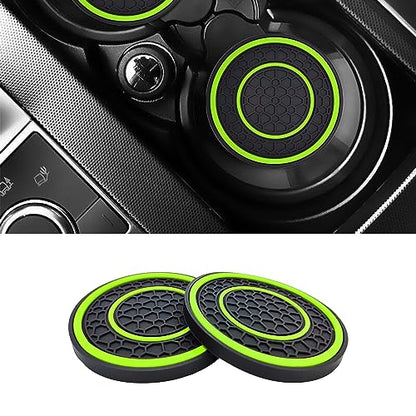 2 PCS Car Cup Holder Coaster,Car Coasters Cup Mats,2.75 Inch Universal Car Cup Coasters,Non-Slip Anti Dust Mats Cup Holder Insert Coaster, Suitable for Most Car Interior (Green) - color: Green