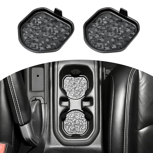 Cup Holder Inserts Coaster Compatible with Jeep Wrangler JL 4XE Gladiator JT 2018-2026 Accessories, Center Console Cupholder Pad, Non-Slip Drink Liner, Original Design, TPE, 2-Pcs Front Only - size: 2 Pack for JL Front
