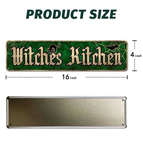 Witches Kitchen - Vintage Aluminum Metal Tin Sign Road Street Signs, Halloween Home Kitchen Witch Gift 4" x 16" - color: Witches Kitchen